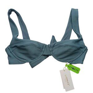 L*Space Nikita Bikini Top Blue Ribbed Size Medium Swim NEW NWT